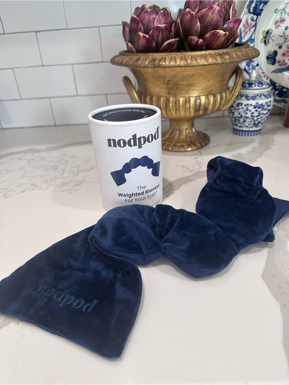 Navy Weighted Eye Pillow - Calming Weighted Blanket for Eyes